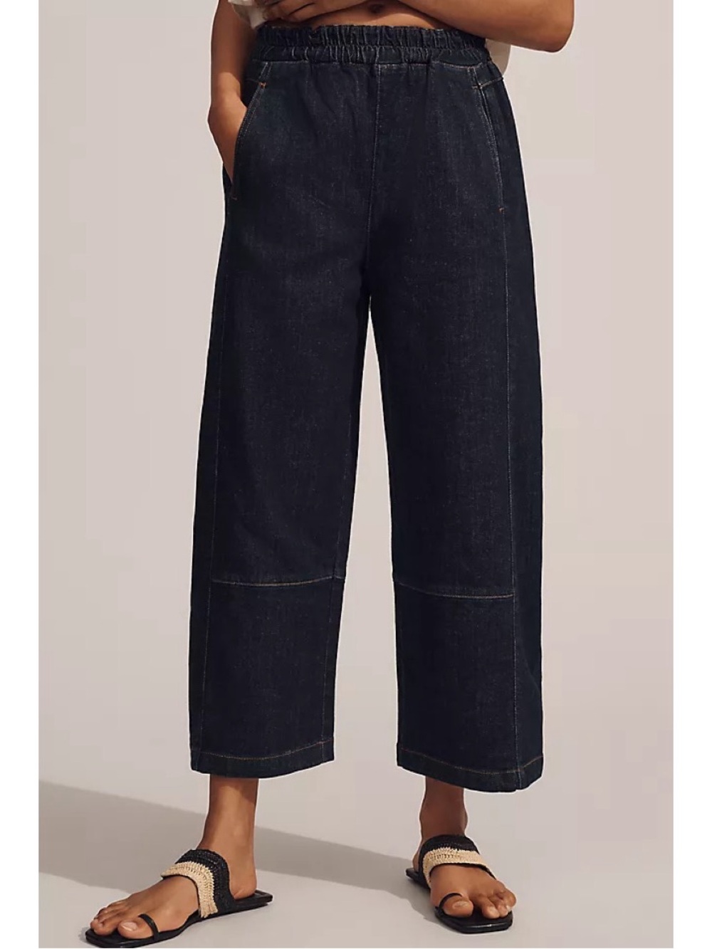 Pilcro Izzie Relaxed Pull On Barrel Jeans Medium Petite